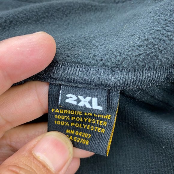 CAT Caterpillar Fleece Sweater Men 2XL Black Full Zip Embroidered Polyester - Picture 5 of 9